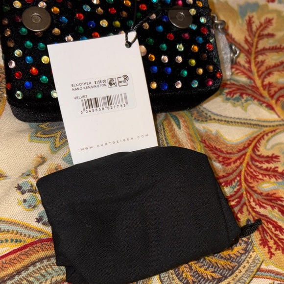 Kurt Geiger Nano Kensington Velvet Rhinestone  Bag NWT - Picture 7 of 7